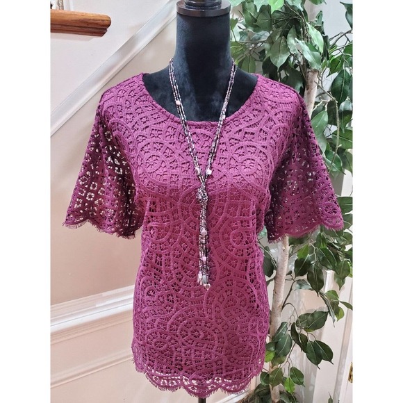 Philosophy Women's Plum Polyester Round Neck Short Sleeves Top Blouse Size XXL - Picture 8 of 14